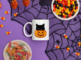 Cute Halloween Cat Printed Mugs, Cat Sneaking Halloween Pumpkin Coffee Mugs, Halloween Party Mug, Ice Coffee Mugs, Cat Lovers Halloween Gift