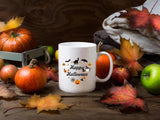 Happy Halloween Mugs, Halloween Doodles Heart Printed Mugs, 11oz White Ceramic Tea Cups, Family Matching Mugs, Fall Halloween Night Gifts