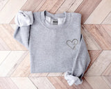 Embroidered Cross Heart Sweatshirt, Christian Religious Faith Crewneck Sweater, Love Heart Valentines Day Jumper, Valentines Gifts for Her