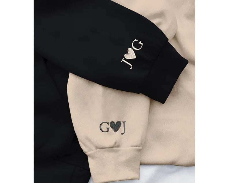 Matching Couple Valentine Hoodie, Embroidered Roman Numeral Hoody, Custom One Year Anniversary Hoodie, GF BF Couple Valentines Day Jumper