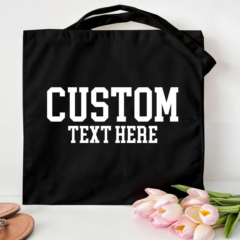 Personalised Tote Bags, Custom Text or Name Printed Totes, Cotton Canvas Shopping Bags, Bachelorette Party Gift for Her, Mother's Day Gifts