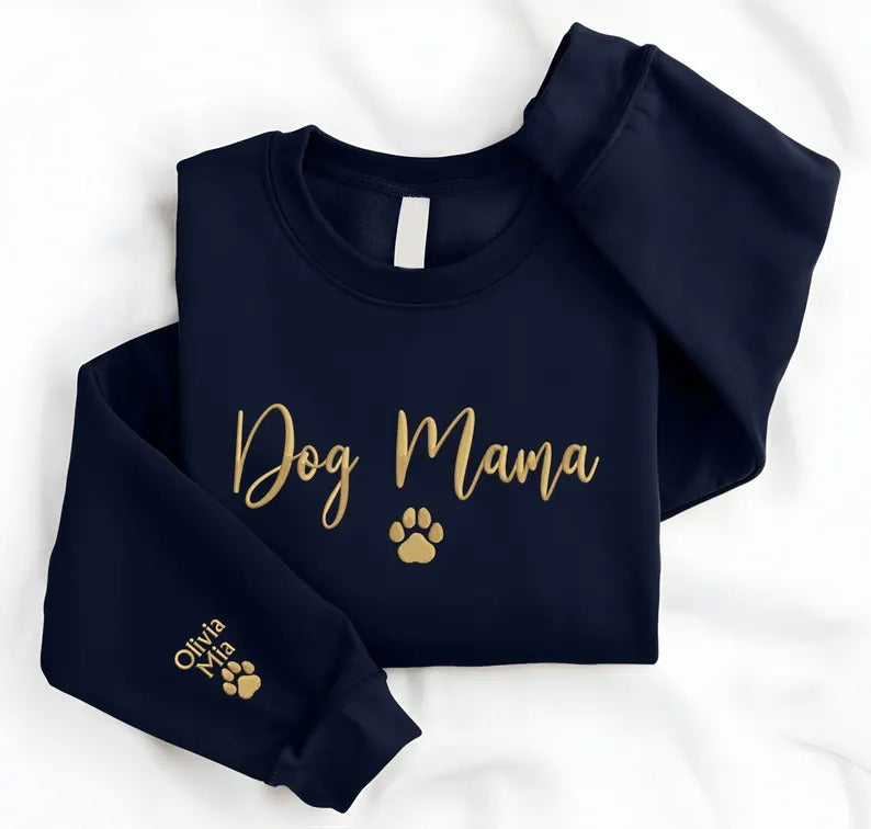 Embroidered Dog Mama Sweatshirt, Personalised Dog Mama Mothers Day Crewneck, Custom Dog Lovers Mama Jumpers, Mothers Day Gifts, Momma Gifts