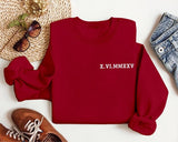 Personalised Roman Numeral Puff Printed Sweater, Custom Sleeve Initials Embossed Sweater, Couple Matching Crewneck Jumper, Anniversary Gifts