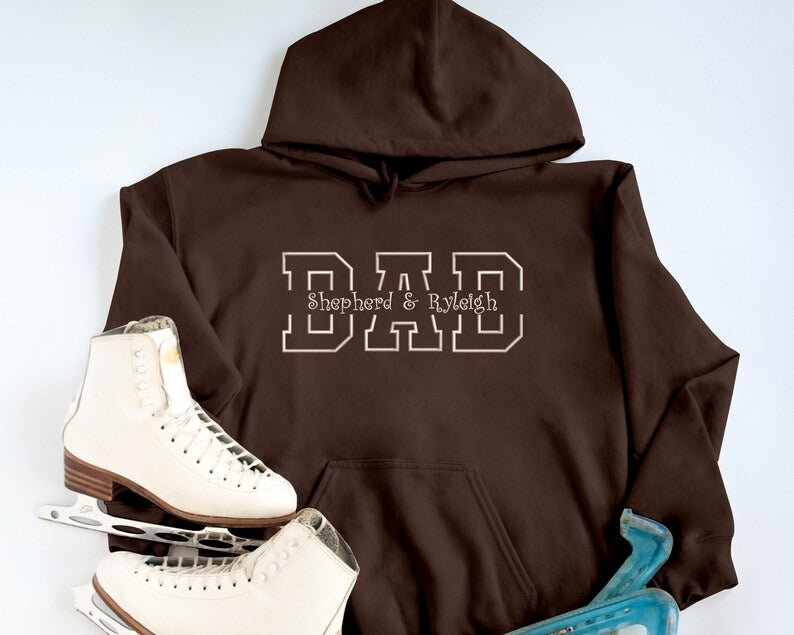 Personalised Dad Hoodie, Custom Embroidered Kids Names on Chest Hoody, Special Dad Pullover Unisex Jumper, Father's Day Outfit, Gift for Dad
