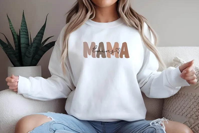 New Twin Mama Sweatshirt, First Time Twin Mama Jumper, Mama of Twins Crewnecks, Twin Pregnancy Announcement Gifts, Mothers Day Gifts for Her