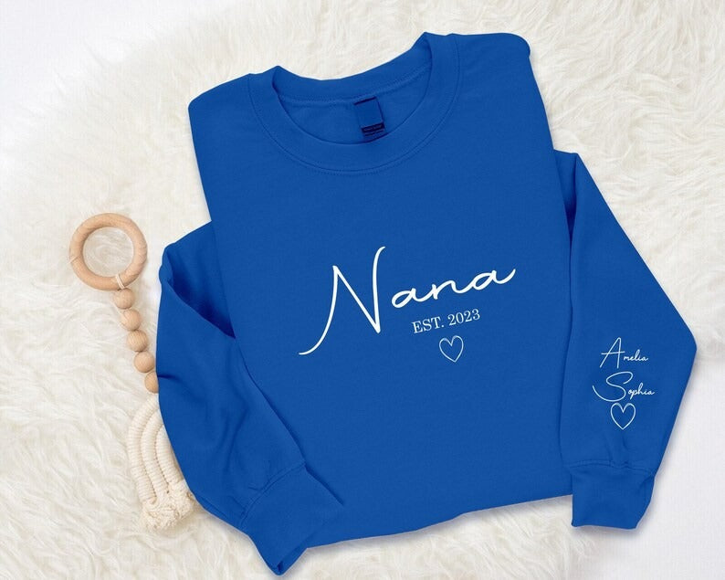 Personalised Nana Sweatshirt, Custom Kids Name Pullover, Grandma Gift Idea, Cute Nana Apparel, Unique Nana Sweatshirt, Mothers Day Gifts
