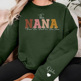 This Nana Wears Her Heart on Her Sleeve Sweater, Personalised Nana Sweatshirt, Custom Kids Names on Sleeve Jumper, Mother Day Gifts for Nana