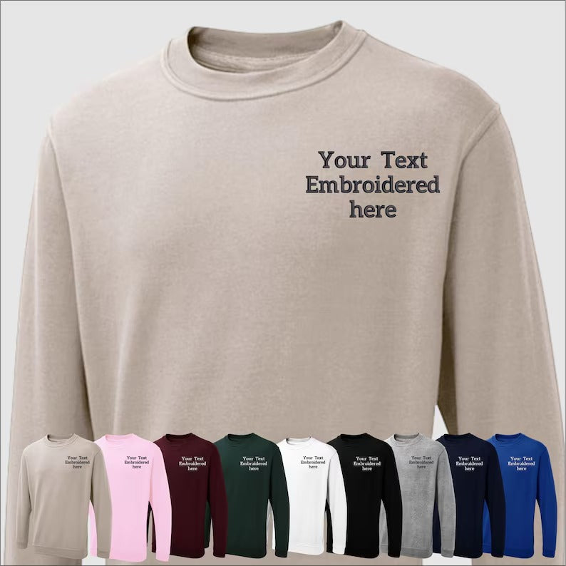Custom Embroidered Sweatshirt, Personalized Text or Name Sweater, Your Own Text, Mother's Day Gifts, Unisex Easyfit Jumper, Slogan Sweaters
