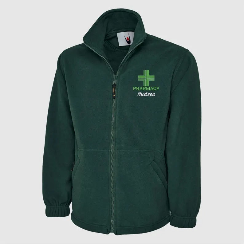 Personalised Pharmacy Fleece Jacket, Embroidered Pharmacist Monogram Fleece, Custom Name Medical Uniform, Workwear Gifts, Pharmacist Gifts