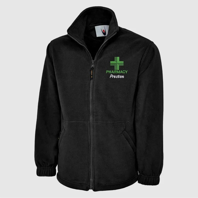 Personalised Pharmacy Fleece Jacket, Embroidered Pharmacist Monogram Fleece, Custom Name Medical Uniform, Workwear Gifts, Pharmacist Gifts