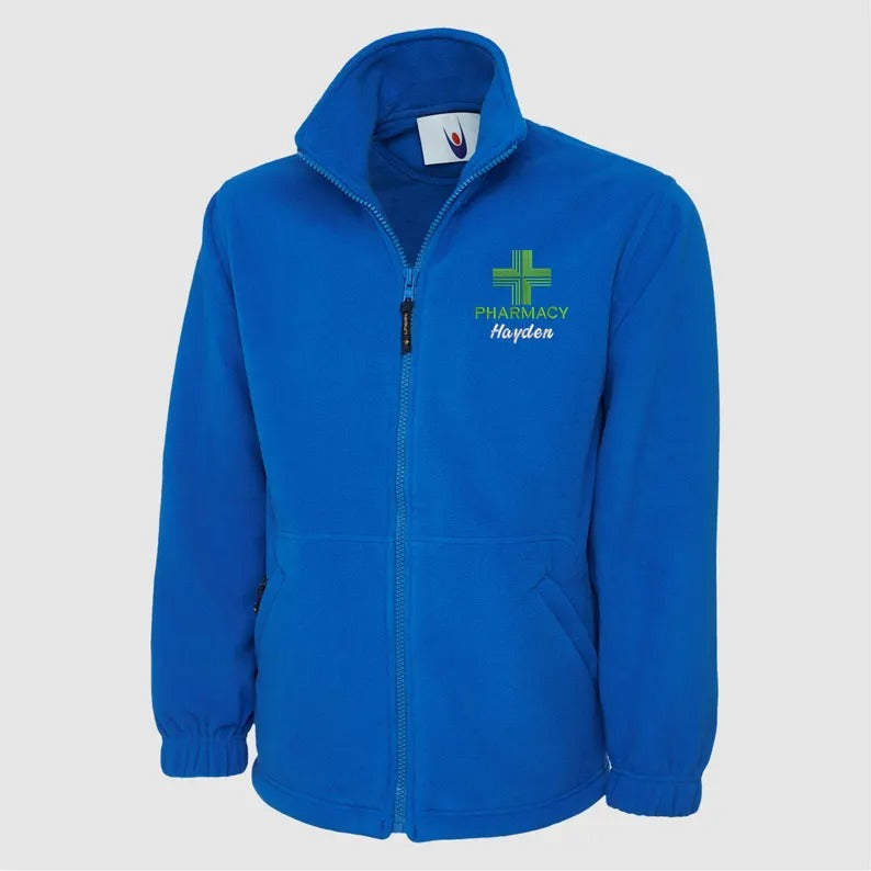 Personalised Pharmacy Fleece Jacket, Embroidered Pharmacist Monogram Fleece, Custom Name Medical Uniform, Workwear Gifts, Pharmacist Gifts