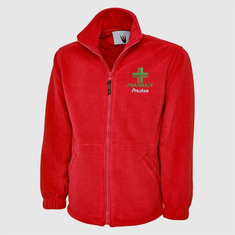Personalised Pharmacy Fleece Jacket, Embroidered Pharmacist Monogram Fleece, Custom Name Medical Uniform, Workwear Gifts, Pharmacist Gifts