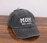 Personalised Embroidered Hat, Custom Date Mom & Dad Baseball Hat, Vintage Hat for New Grandma, Pregnancy Announcement Gift, Mothers Day Gift
