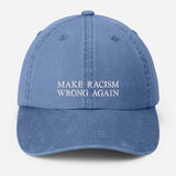 Make Racism Wrong Again Baseball Cap, Embroidered Social Justice Hat, Vintage Protest Hat, Equality Political Statement Cap, Father Day Gift