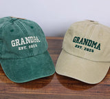 Embroidered Grandpa & Grandma Hats, Custom Est Date Baseball Hat, Vintage Cap for New Grandparents, Pregnancy Reveal Cap, Mother's Day Gifts