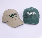 Embroidered Grandpa & Grandma Hats, Custom Est Date Baseball Hat, Vintage Cap for New Grandparents, Pregnancy Reveal Cap, Mother's Day Gifts