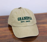 Embroidered Grandpa & Grandma Hats, Custom Est Date Baseball Hat, Vintage Cap for New Grandparents, Pregnancy Reveal Cap, Mother's Day Gifts