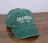 Embroidered Grandpa & Grandma Hats, Custom Est Date Baseball Hat, Vintage Cap for New Grandparents, Pregnancy Reveal Cap, Mother's Day Gifts