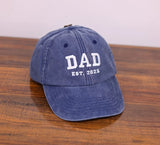 Personalised Dad Embroidered Hat, Custom Dad Est Date Hat, Vintage Baseball Cap for Dad, Father's Day Gift for New Dad, Dad Birthday Gifts