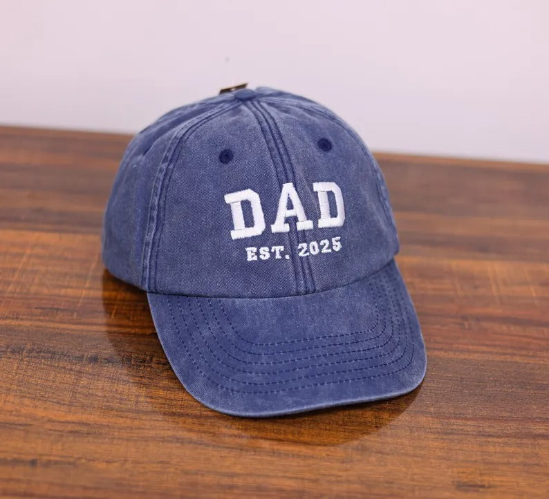 Personalised Dad Embroidered Hat, Custom Dad Est Date Hat, Vintage Baseball Cap for Dad, Father's Day Gift for New Dad, Dad Birthday Gifts