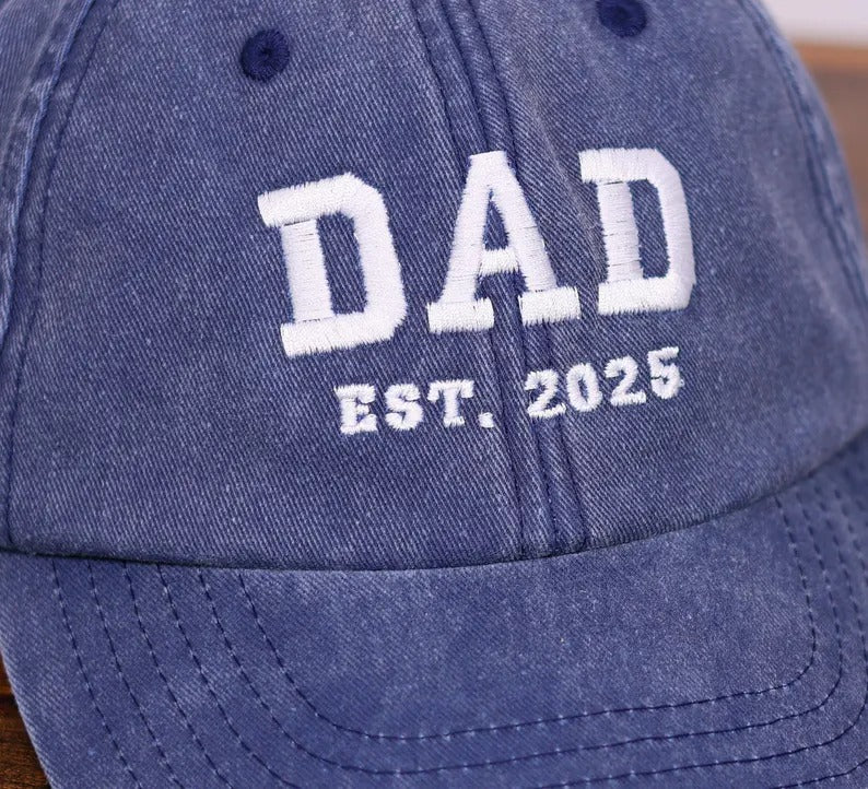 Personalised Dad Embroidered Hat, Custom Dad Est Date Hat, Vintage Baseball Cap for Dad, Father's Day Gift for New Dad, Dad Birthday Gifts