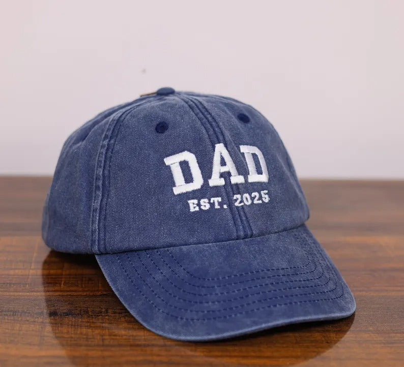 Personalised Dad Embroidered Hat, Custom Dad Est Date Hat, Vintage Baseball Cap for Dad, Father's Day Gift for New Dad, Dad Birthday Gifts