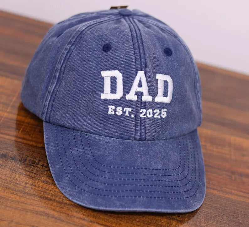 Personalised Dad Embroidered Hat, Custom Dad Est Date Hat, Vintage Baseball Cap for Dad, Father's Day Gift for New Dad, Dad Birthday Gifts