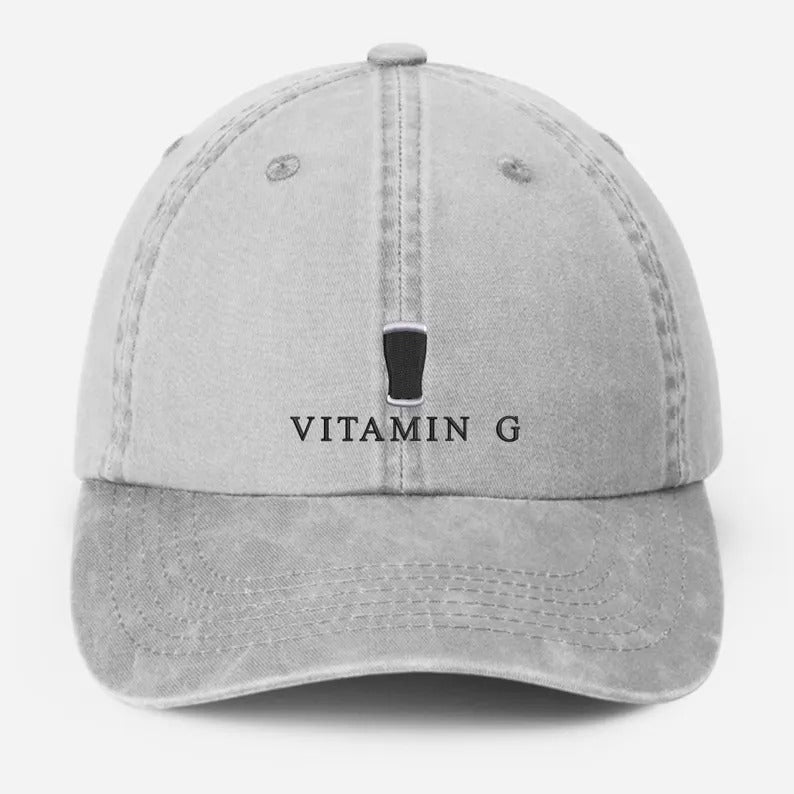 Vitamin G Pint Baseball Cap, Vintage G Mens Embroidered Cap, Dad Hat Adjustable Beer Stout Hat, Mens Vitamin Baseball Cap, Boyfriend Gifts