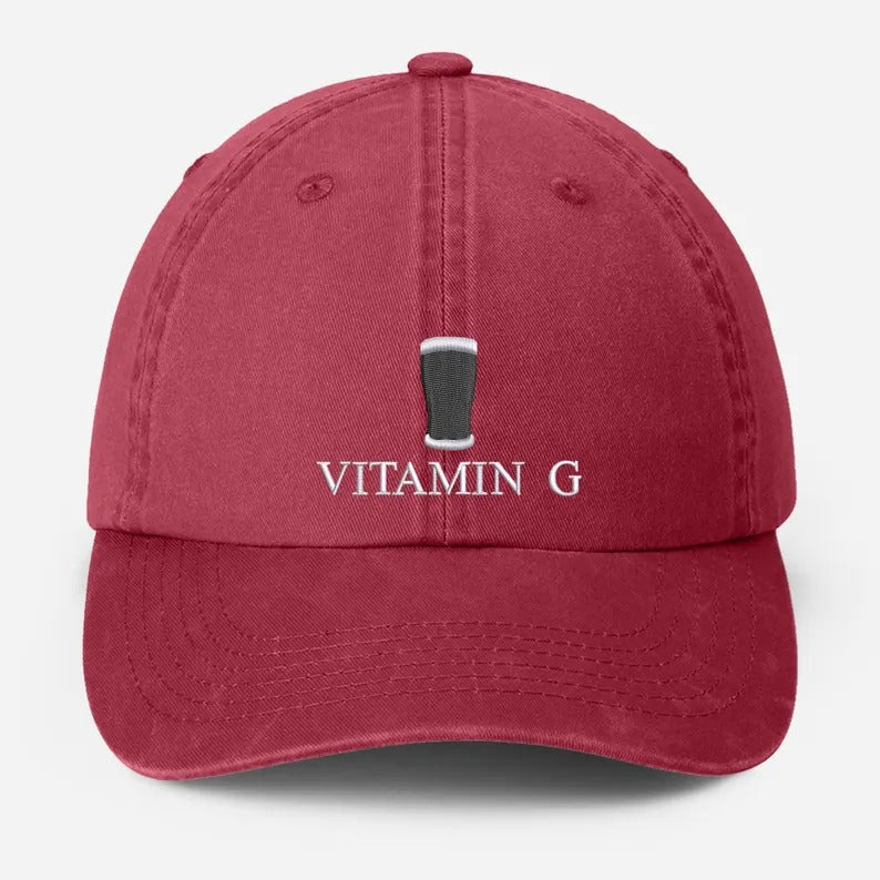 Vitamin G Pint Baseball Cap, Vintage G Mens Embroidered Cap, Dad Hat Adjustable Beer Stout Hat, Mens Vitamin Baseball Cap, Boyfriend Gifts