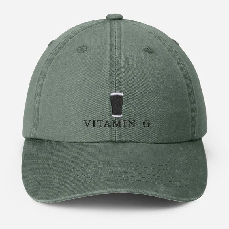 Vitamin G Pint Baseball Cap, Vintage G Mens Embroidered Cap, Dad Hat Adjustable Beer Stout Hat, Mens Vitamin Baseball Cap, Boyfriend Gifts
