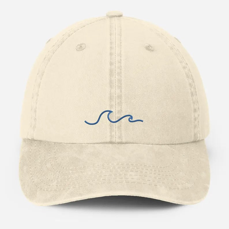 Beach Wave Embroidered Hat, Bachelorette Party Hats, Vintage Beach Hat for Women, Adjustable Strap Back, Cool Summer Hat, Girlfriend Gift