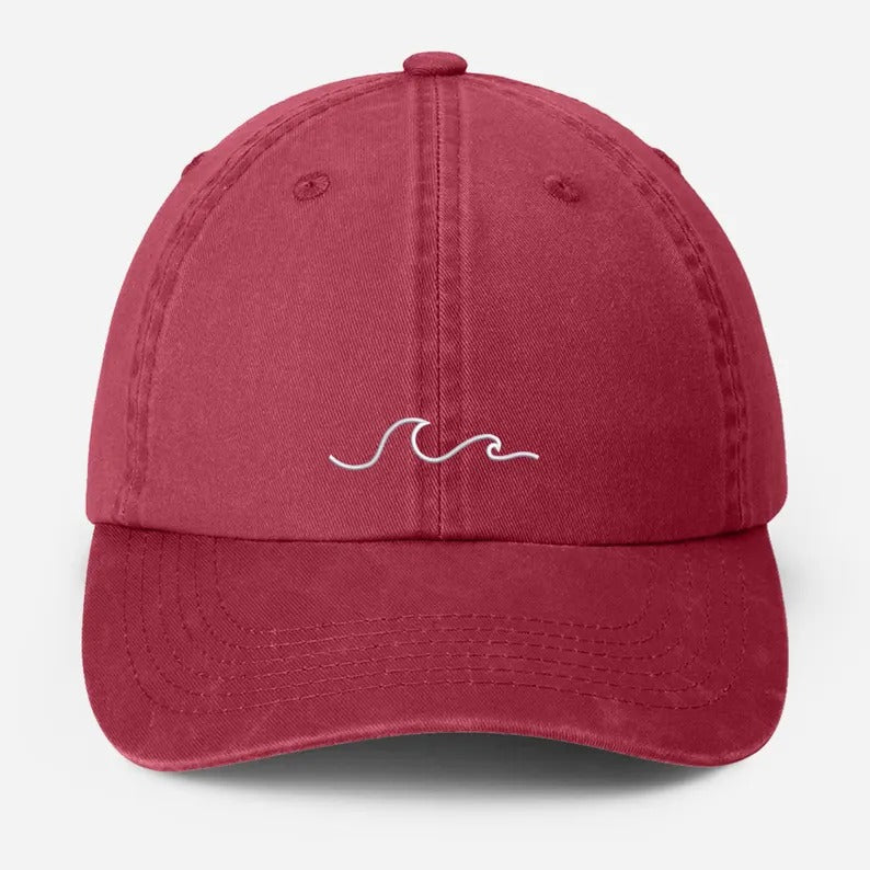 Beach Wave Embroidered Hat, Bachelorette Party Hats, Vintage Beach Hat for Women, Adjustable Strap Back, Cool Summer Hat, Girlfriend Gift