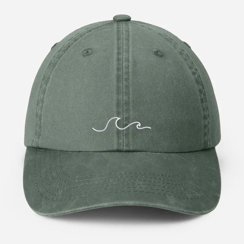 Beach Wave Embroidered Hat, Bachelorette Party Hats, Vintage Beach Hat for Women, Adjustable Strap Back, Cool Summer Hat, Girlfriend Gift
