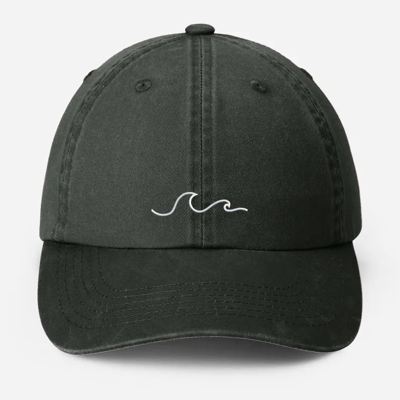 Beach Wave Embroidered Hat, Bachelorette Party Hats, Vintage Beach Hat for Women, Adjustable Strap Back, Cool Summer Hat, Girlfriend Gift