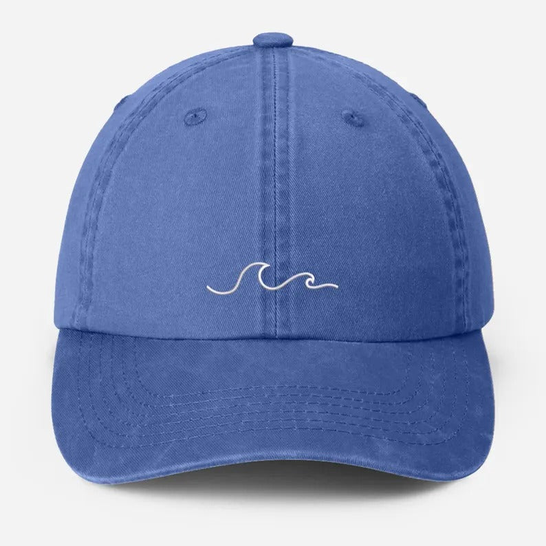 Beach Wave Embroidered Hat, Bachelorette Party Hats, Vintage Beach Hat for Women, Adjustable Strap Back, Cool Summer Hat, Girlfriend Gift