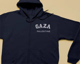 Palestine Gaza Full Zip Hoodie, Embroidered Palestine Name Monogrammed Hoody, Palestine Embroidery Full Zip Hoodie, Adults Unisex Zip Jumper