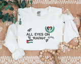 All Eyes On Rafah Palestine Sweatshirt, Palestine Heart Flag Crewneck Sweater, Palestine Jumpers, Adults Sizes Sweaters