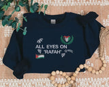 All Eyes On Rafah Palestine Sweatshirt, Palestine Heart Flag Crewneck Sweater, Palestine Jumpers, Adults Sizes Sweaters