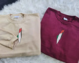 Palestine Flag Map Sweater, Palestine Embroidery Crewneck Sweatshirt, Adults Unisex Jumper, Palestine Clothing