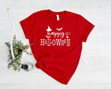 Happy Halloween T-Shirt, Vintage Fall Witch Hat Tee Shirt, Funny Halloween Printed Shirt, Spooky Season Tees, Halloween Party Clothing Gifts