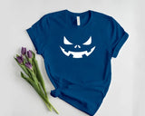 Halloween Pumpkin Face Shirt, Halloween Winking Pumpkin T-Shirt, Cute Halloween Party Printed Tee Tops, Comfy Family Matching Fall Outfits