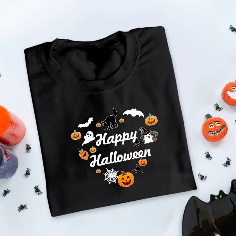 Happy Halloween Sweatshirt, Funny Halloween Pumpkins Sweater, Autumn Fall Printed Jumper for Adults, Halloween Party Family Clothing Gifts