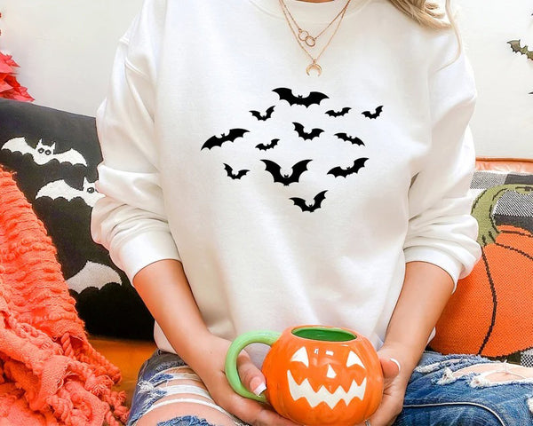 Vintage Bats Sweatshirt, Halloween Bats Printed Sweatshirt, Fall Family Matching Sweatshirt, Spooky Season Jumper, Halloween Party Clothing