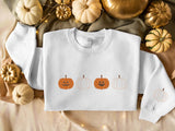 Embroidered Pumpkin Sweatshirt, Halloween Fall Jumper, Jack-o-Lantern Sweatshirt, Halloween Embroidered Sweater, Spooky Season Fall Outfits