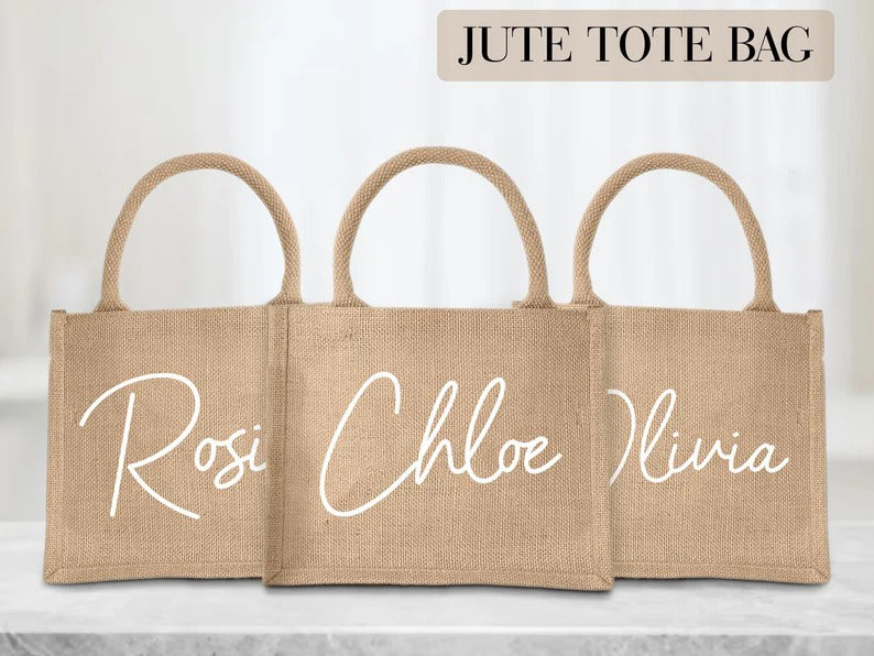 Personalised Tote Bag, Custom Name Printed Totes, Minimalist Canvas Cotton Shopping Bags, Gifts for Wife, Hen Party Tote Bag, Gifts for Her