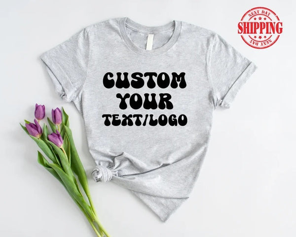 Personalised Text or Logo Printed Shirt, Custom Design Monogram T-Shirt, Your Company Logo Here Outfit, Comfy Easy Fit Business Gift for Him