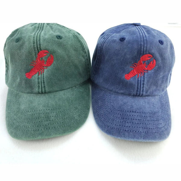 Embroidered Lobster Hat, Vintage Style Comfort Colors Lobster Design Stich 100 Cotton Sun Hat, Unisex Baseball Caps, Trucker Hat, Dad Gifts