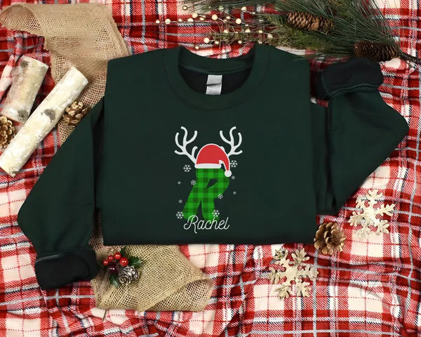 Custom Christmas Sweatshirt, Personalised Name & Initial Xmas Sweater, Buffalo Plaid Initial Printed Xmas Jumper, Best Christmas Party Gifts