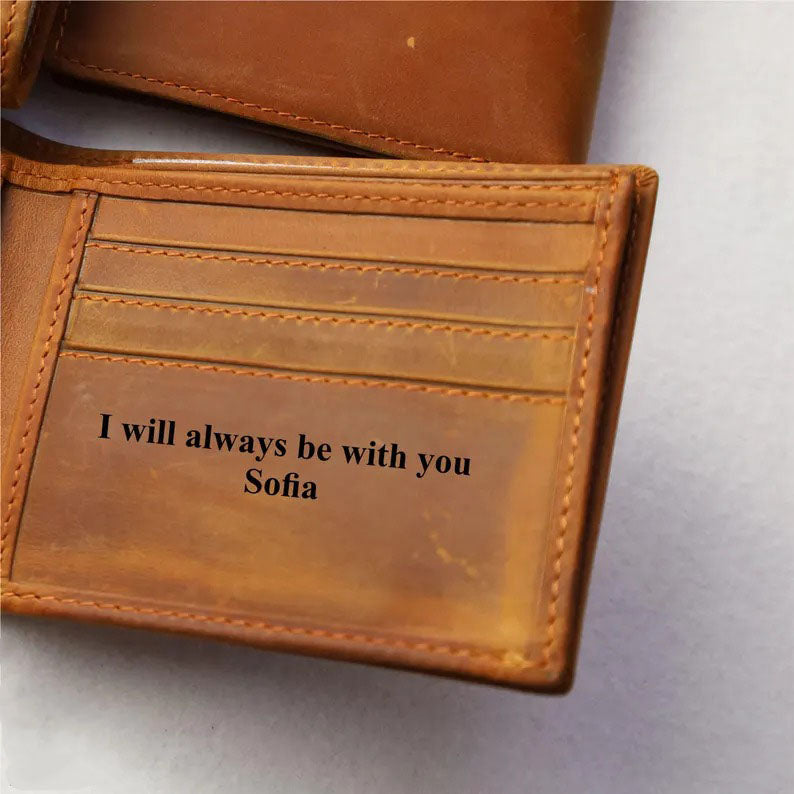 Personalised Leather Mens Wallet, Custom Name & Text Handwriting Engraved Wallet, Best Groomsman Wallet Gift, 80th Birthday Gifts for Him