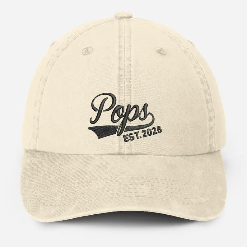 Custom Pop Embroidered Hat, Personalized Est. Year Baseball Cap, Vintage Grandpa Hat, Pop Hat for Grandfather, Best Dad Birthday Gifts